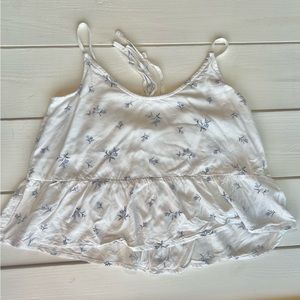 HOLLISTER White Blue Floral Baby Doll Tank Size Small
